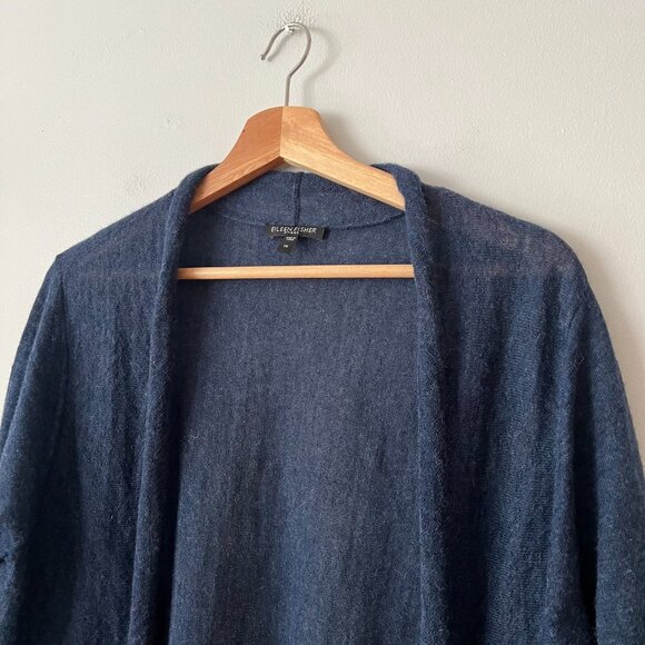 Eileen Fisher Woman Blue Alpaca Wool Open Drape Front Cardigan Sweater Size 1X - Picture 3 of 9